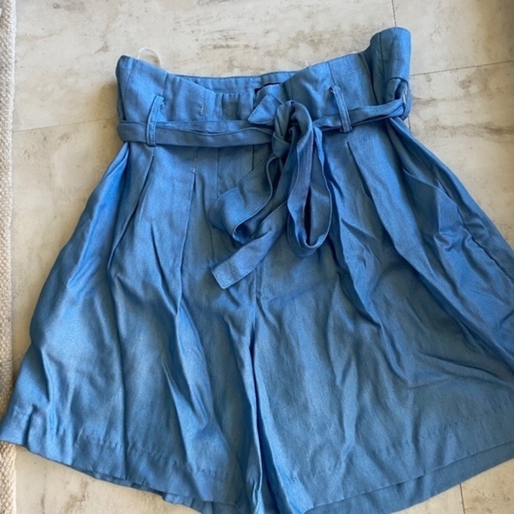 FRNCH PARIS Blue Paper Bag Tie Shorts XS - Picture 2 of 4